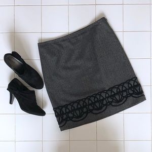 LOFT Gray Skirt with Rope Detail